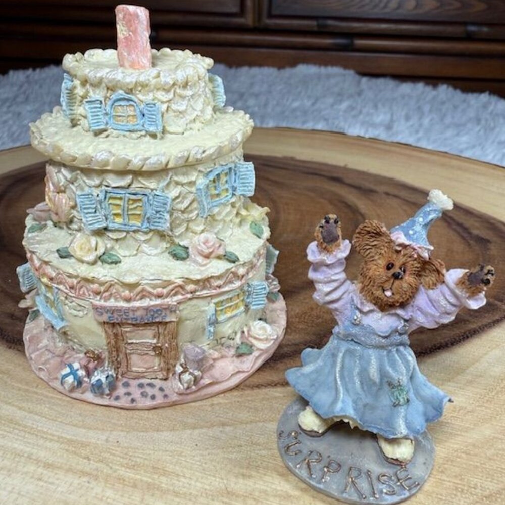 Vintage Boyds Bears Bailey's Frosted Cottage 3pc Figurine #19900